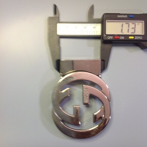 Gucci Silver BELT BUCKLE Men's Chrome / Rhodium Plated Interlocking "Gs" - Picture 11 of 11